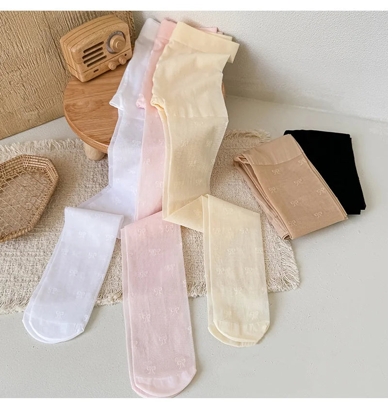 Summer Kids Thin Tights Girls Fashion Bow Print Stockings Baby Mesh Breathable Princess Pantyhose Children Ballet Dance Leggings