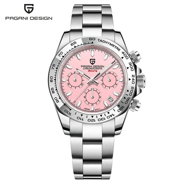 PAGANI DESIGN New Stainless Steel Bezel Men Quartz wristwatches Luxury Sapphire Glass Chronograph VK63 Watch Men reloj hombre