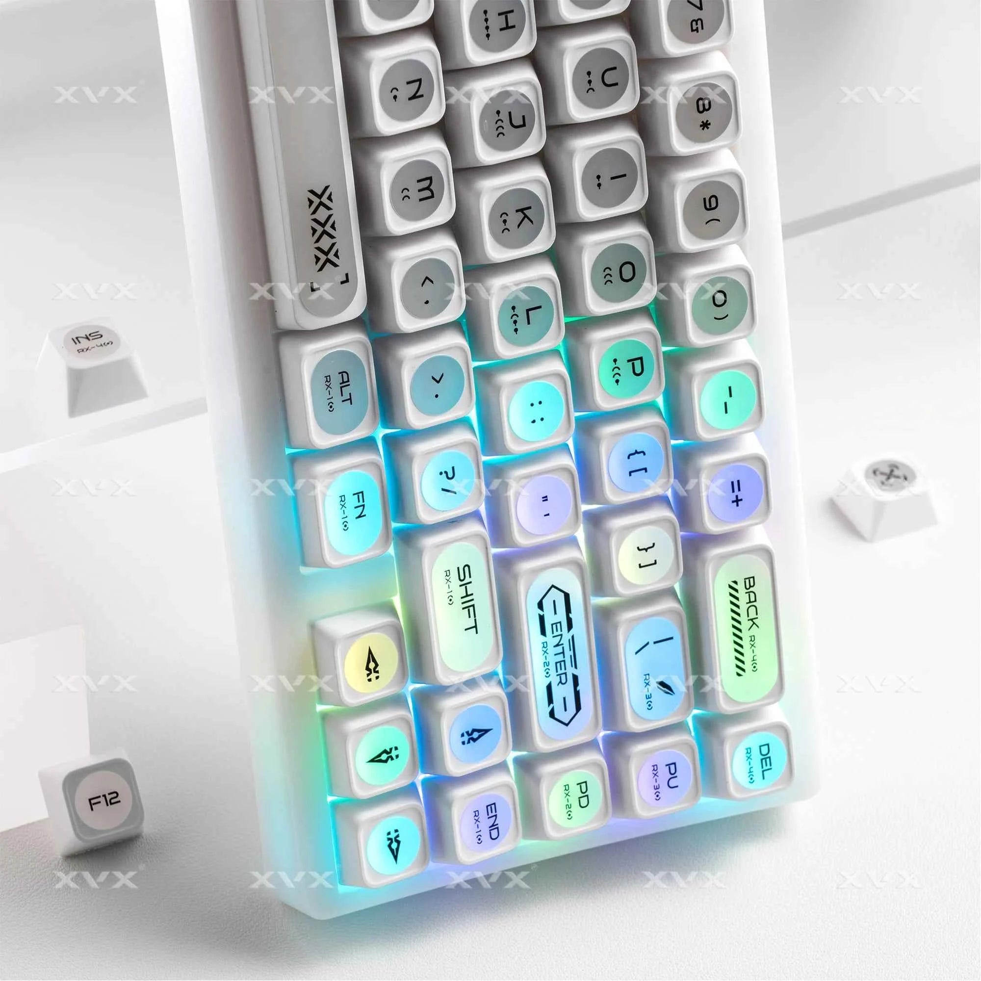 XVX White Shine Through Cats eye MAX Profile Dye-Sub PBT Keycap Set 136-Key