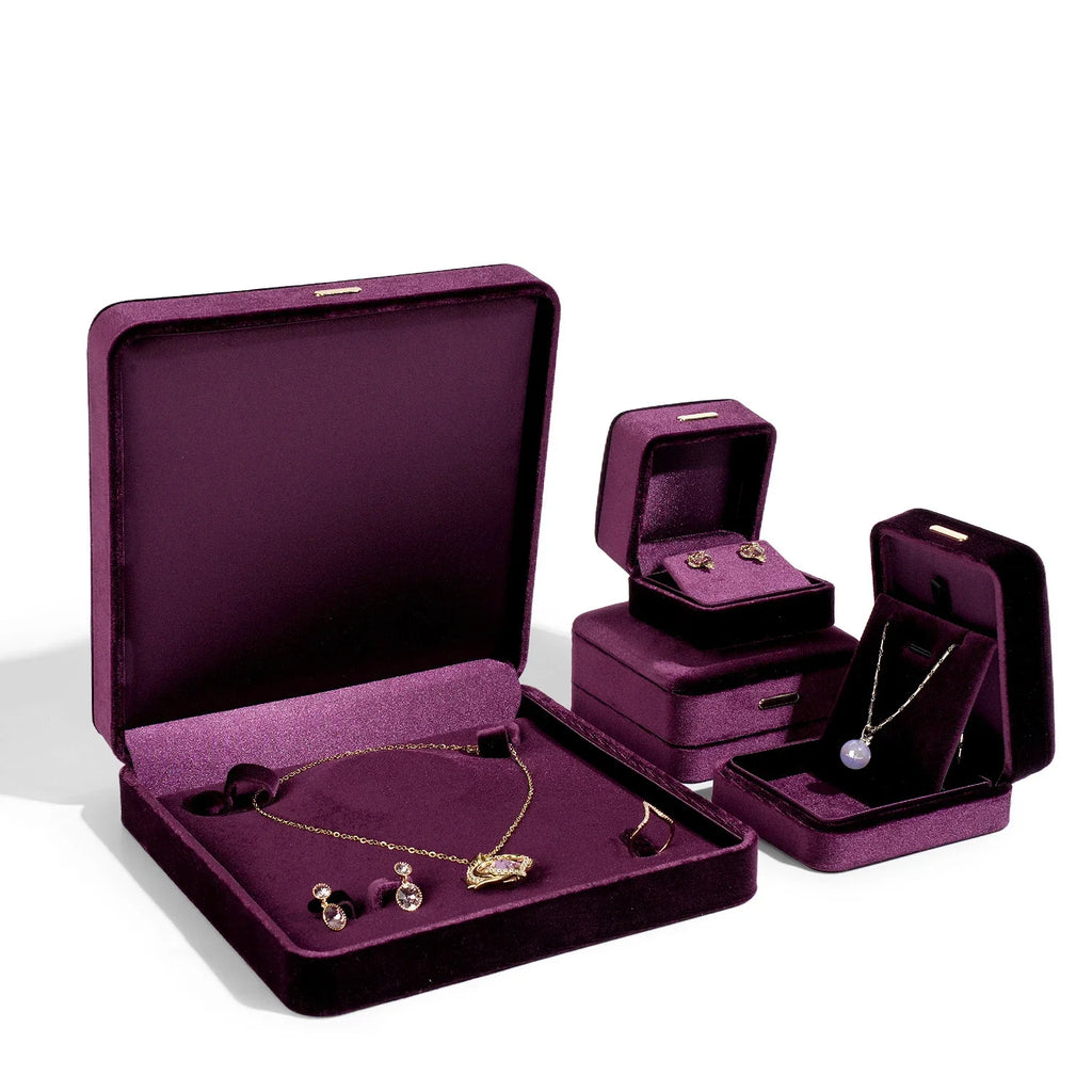 High Grade Retro Velvet Jewelry Organizer Box Ring Earrings Bracelet Necklace Storage Gift Jewelry Packaging Case