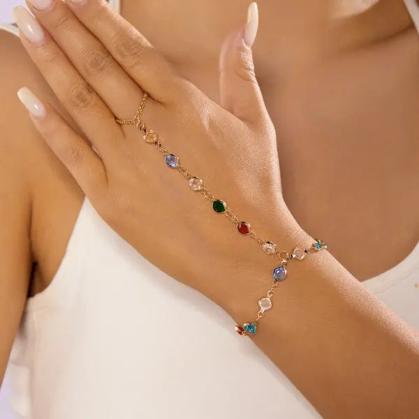 Elegant Red Crystal Zircon Metal Chain Bracelets for Women Colorful Heart Bracelets Party Wedding Wrist Charms Jewelry Gift