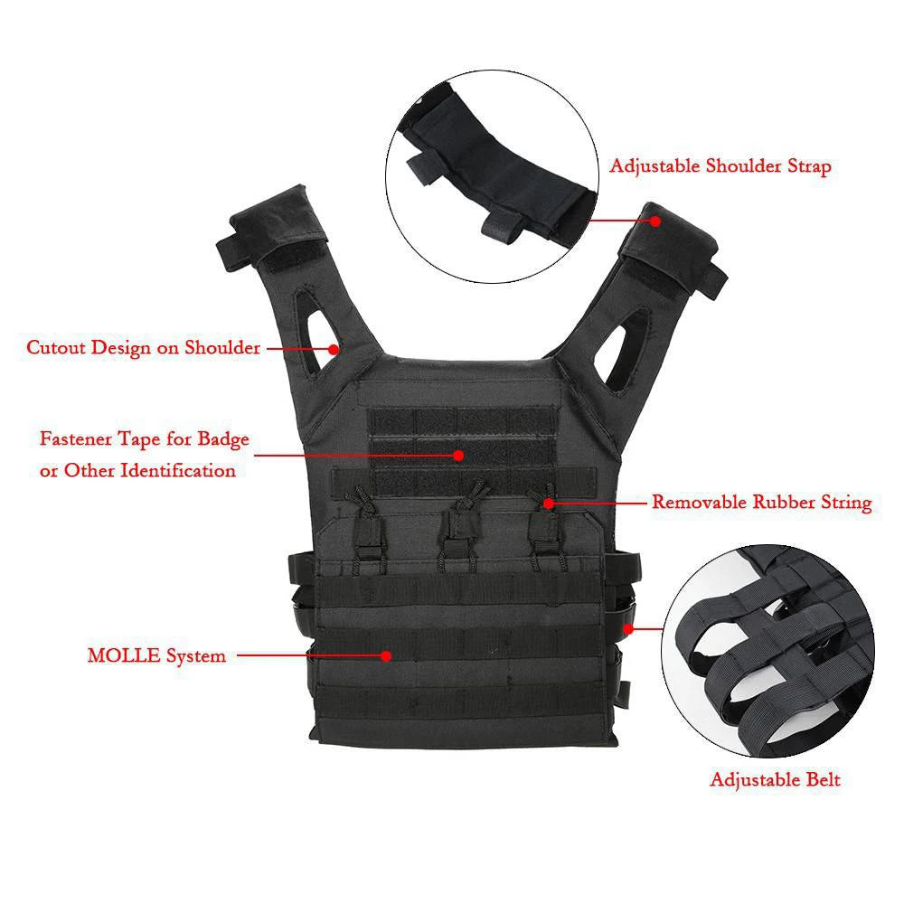 Military Tactical Vest Waterproof Outdoor Body Armor Lightweight JPC Molle Plate Carrier Hunting Vests CS Game Jungle Equipment