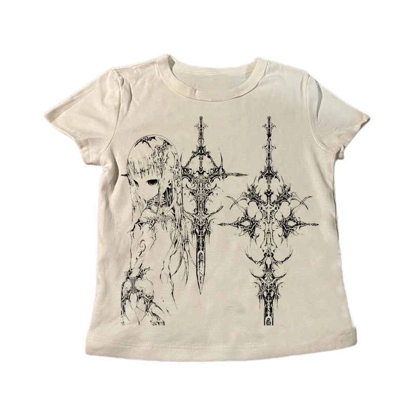 Y2k Style Aesthetic Sweet Sexy Tank Tops Women Sleeveless Casual Cartoon Print Tanks Harajuku All Match Cropped Grunge Emo Girls