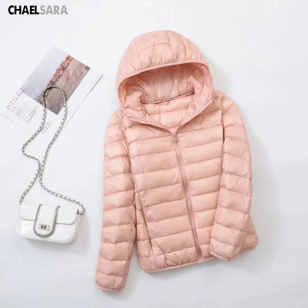 Ultra Light White Duck Down Jacket for Women, Warm Coat for Lady, Female Hooded Parka, Plus Size, 7XL, Autumn and Winter 2024