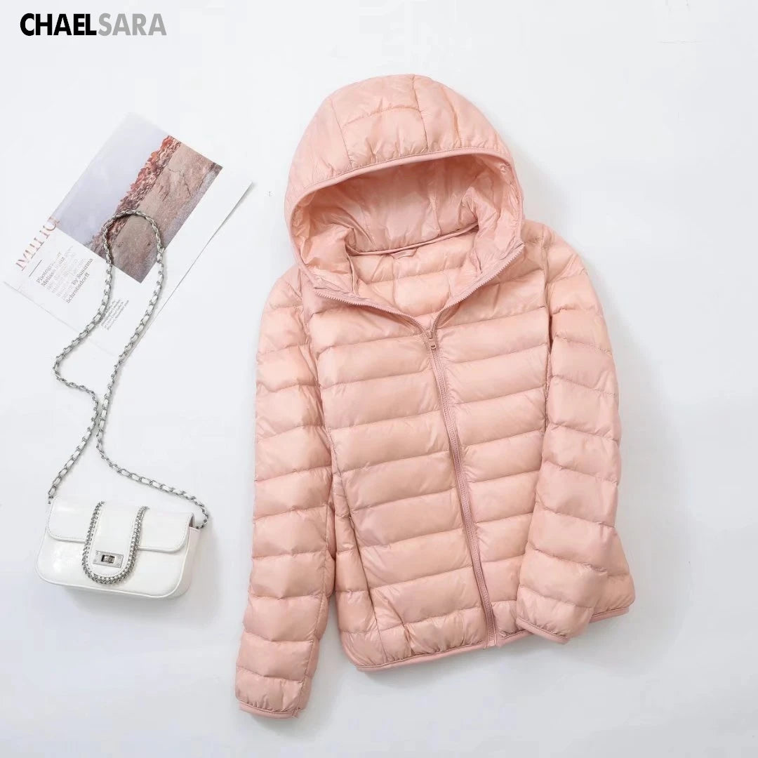 Ultra Light White Duck Down Jacket for Women, Warm Coat for Lady, Female Hooded Parka, Plus Size, 7XL, Autumn and Winter 2024