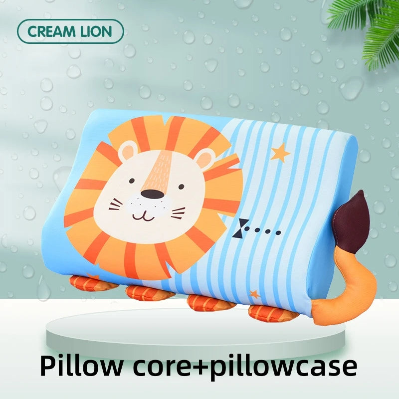Four Seasons Baby Pillow Toddler Foam Bed Pillow Breathable Slow Rebound Baby Cartoon Neck Nursing Pillow Travel Cushion Bedding