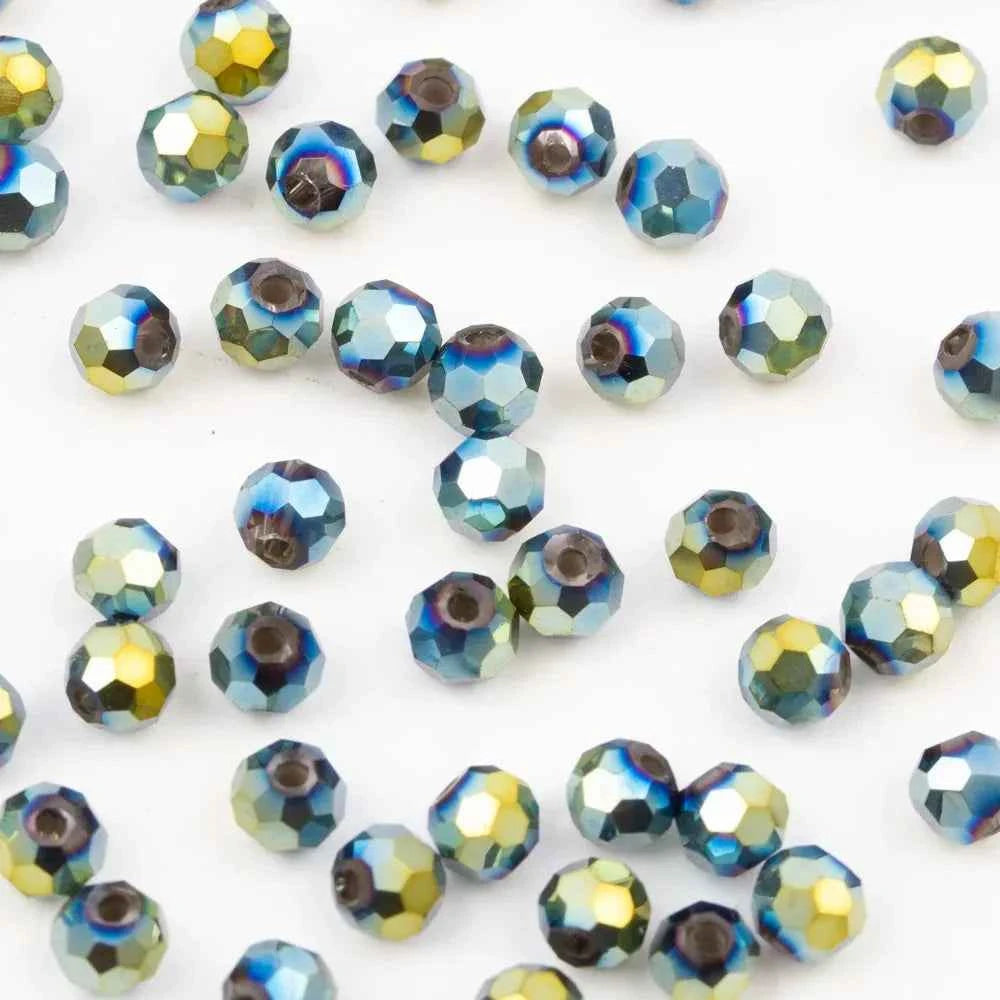 3 4 6 8mm Round Crystal Beads Faceted Colorful Glass Beads Loose Spacer Bead for Jewerly Making Needlework Bracelet Necklace DIY