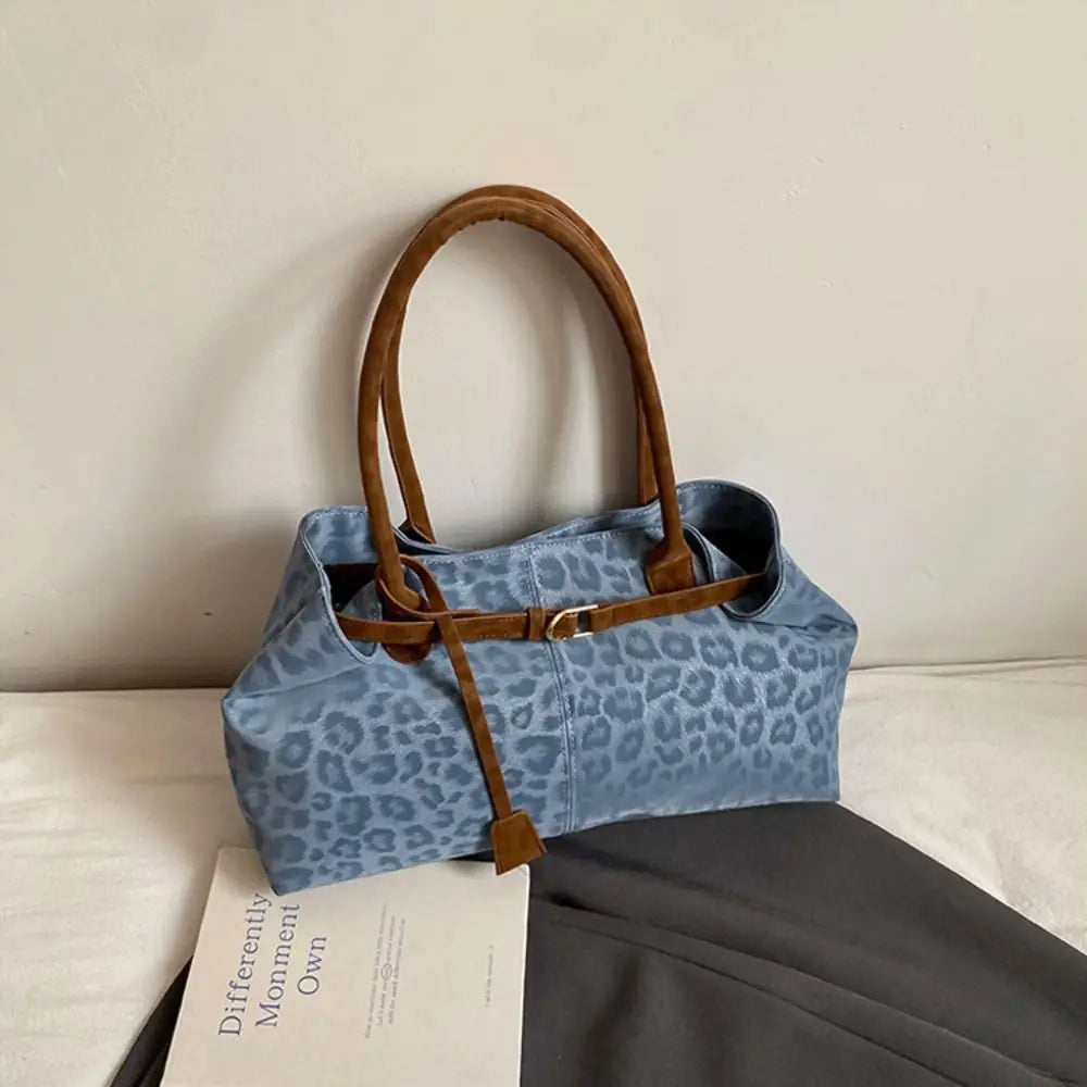 Trendy PU Leopard Print Tote Bag Large Capacity Casual Women's Shoulder Bag Versatile Underarm Bag Females Handbags Purses
