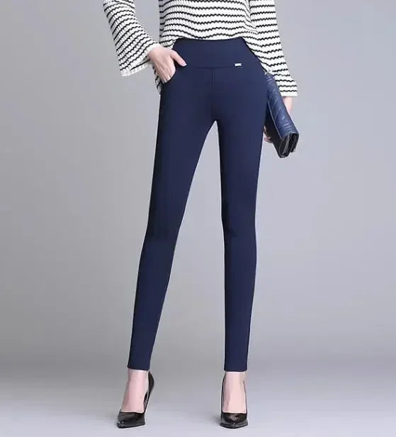New S-6XL Micro Pants Trousers High Waist Large Size Stretch Tights Women High Waist Straight Pants Work Pants Trousers