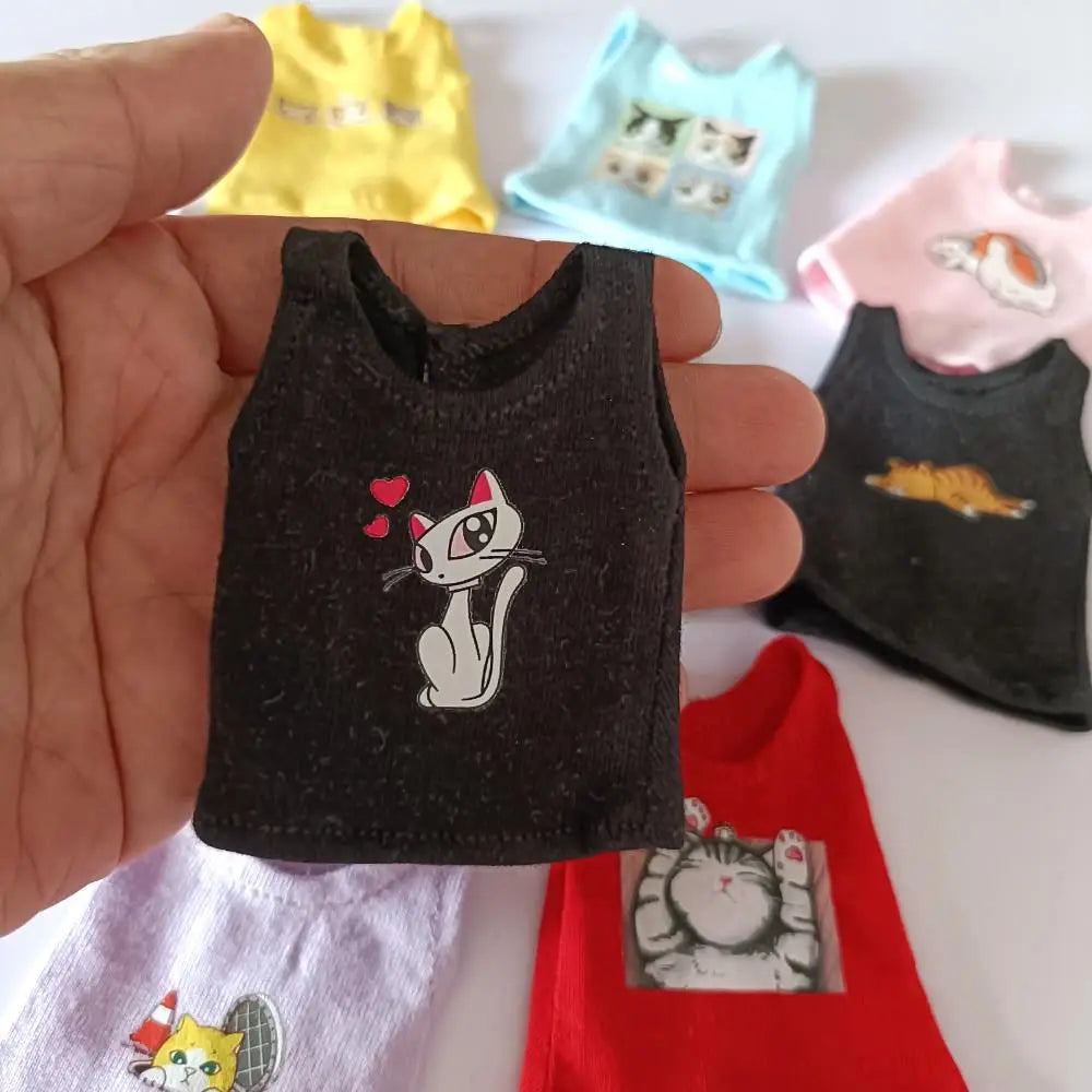 NEW Blyth Clothes T-Shirt Vest   Cute Cat print Vest clothes for Blyth, Momoko, Obistu, Licca , FR 1/6 Dolls Accessories