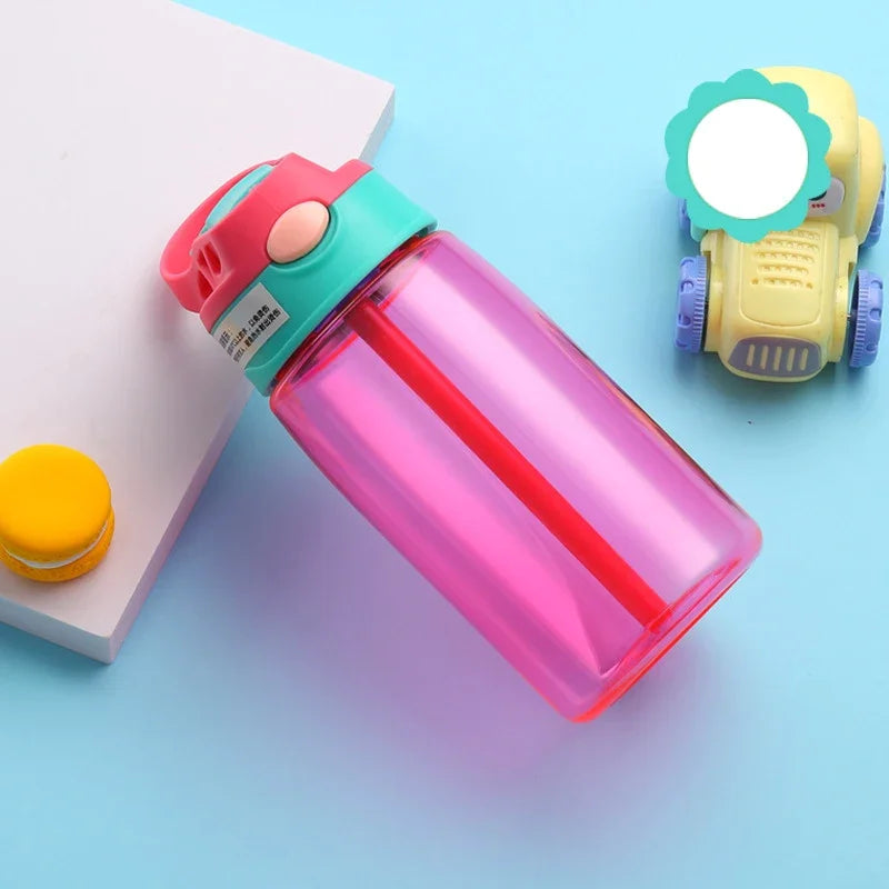 480ml Water Bottle with Straw Kids Girls Portable Travel Bottles Cup Gym Sports Fitness Summer Cold Water Juice Drinking Bottle