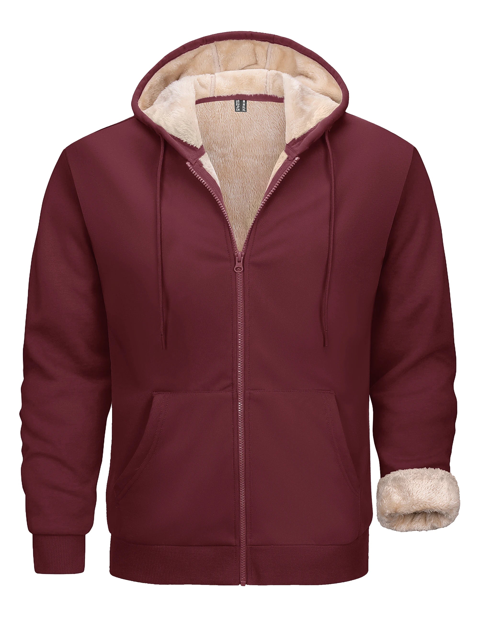 TACVASEN Men's Zip Up Hoodie Sherpa Lined Hooded Sweatshirt Winter Heavyweight Hoodies Warm Thick Fleece Jacket Casual Outwear
