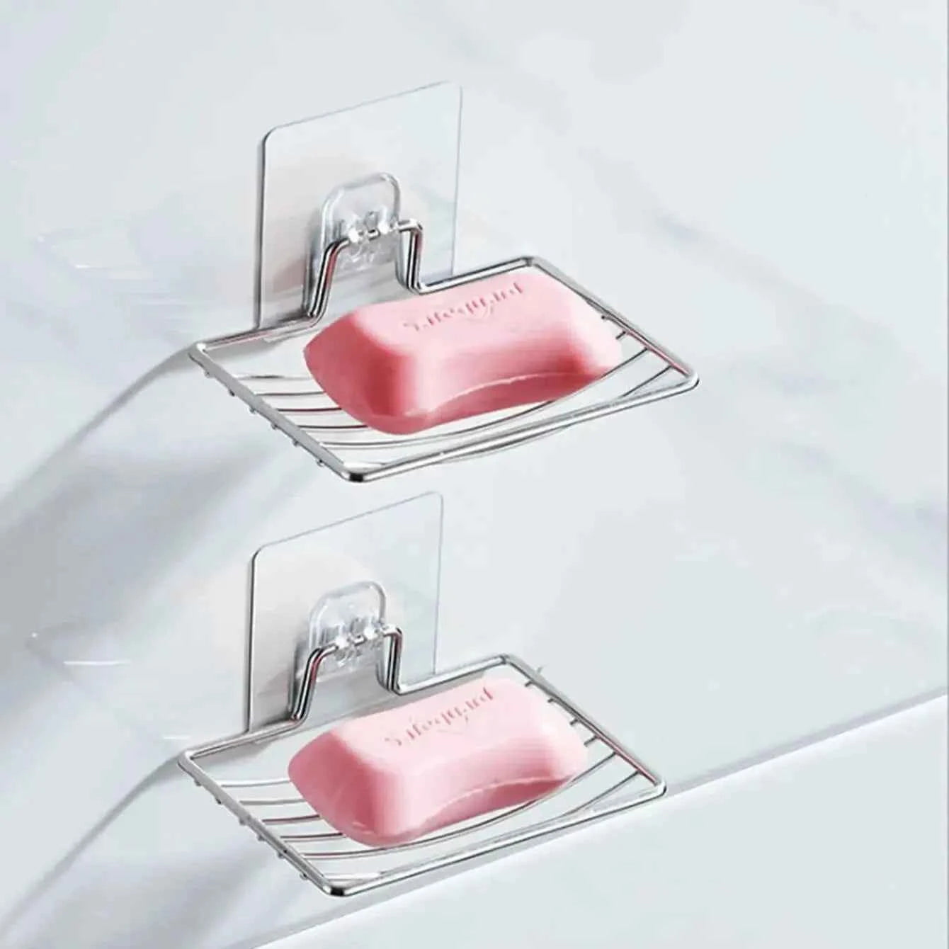1pc Stainless Steel Soap Rack Soap Box Light Luxury Shelf Punch-free Nail-free Bathroom Single Layer Drain Wall Hanging