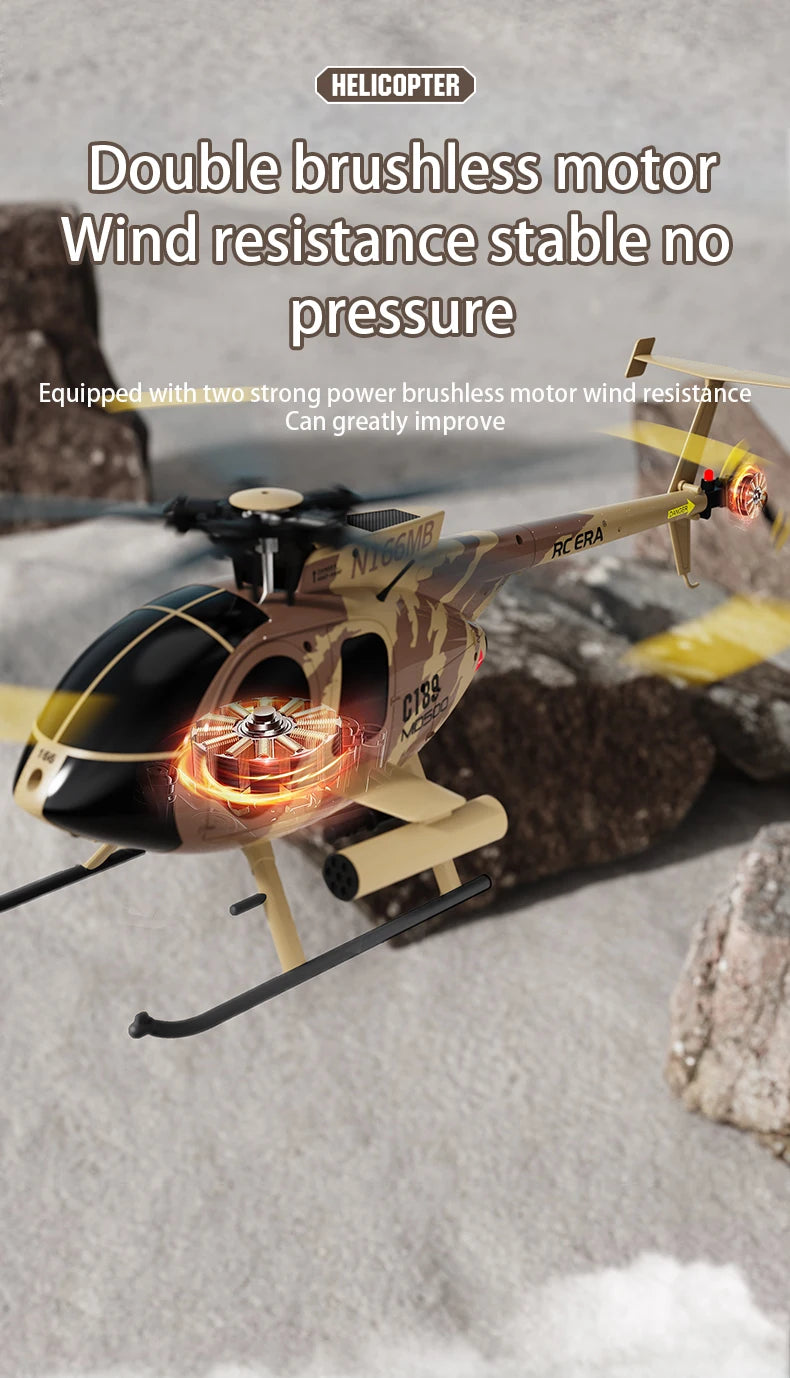 MD500 RC Helicopter 1:28 C189 Brushless Dual-motor Remote Control Model 6-Axis Gyro Aircraft Multifunctional Flying Machine Toy