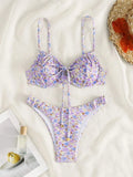 Nouveau Bikini Push-Up Sexy à Imprimé Floral 2024 Maillot de Bain Femme Deux Pièces Thong Bikini Ensemble de Maillot de Bain de Plage