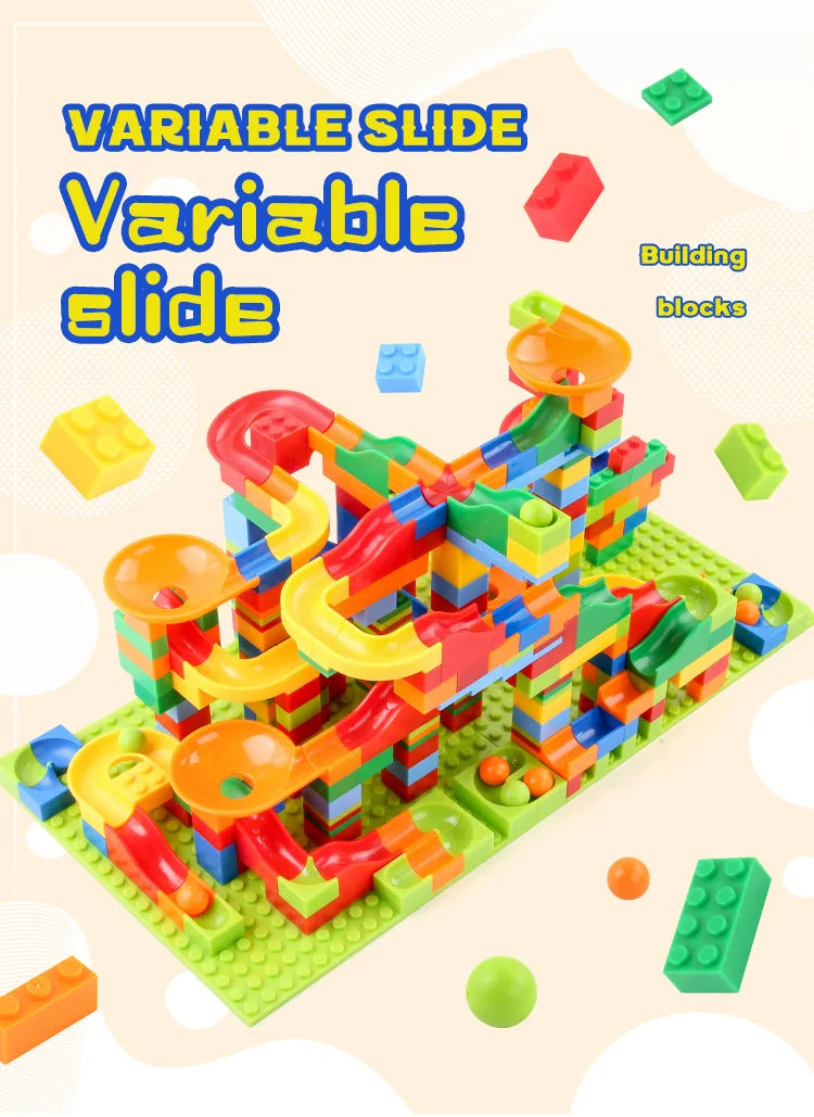 84-504PCS Marble Race Run Blocks Maze Ball Track Toy Compatible city Building Blocks Funnel Slide Blocks Toys DIY Bricks Toys