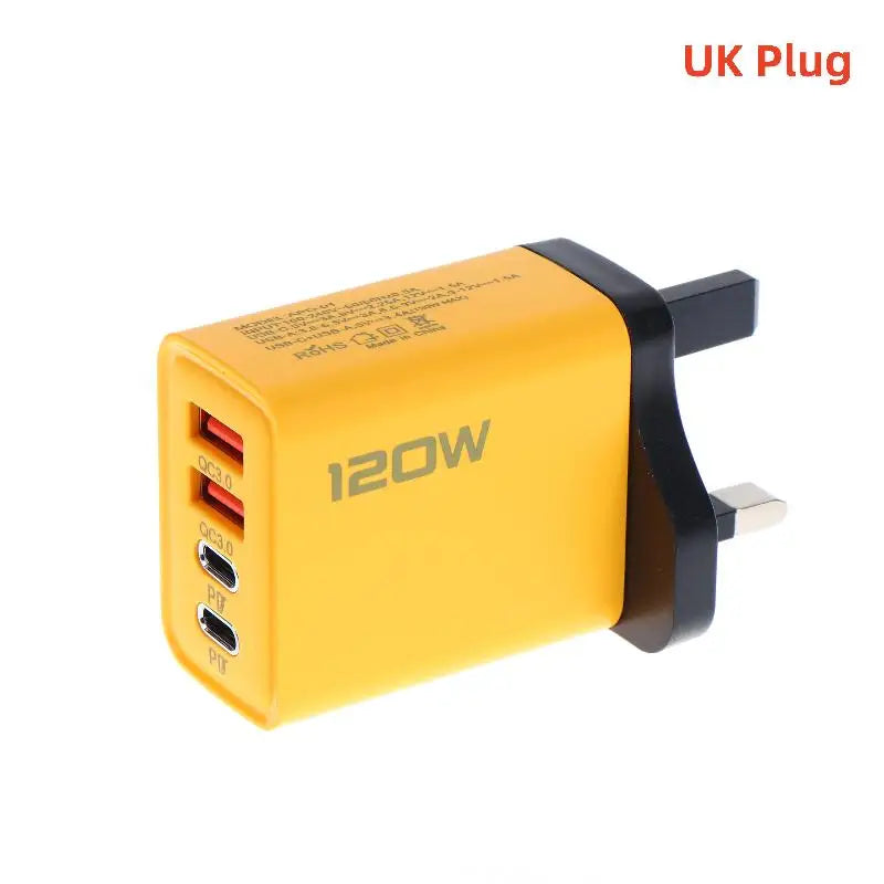 A5 Color 120W USB-C Fast Wall Charger Station With 4 Ports
