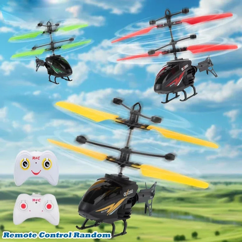 RC Helicopter 2CH Induction Remote Control Floating Airplane Gesture Control Aircraft Suspension Quadcopter with LED Kid Gift