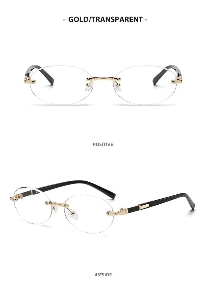 Popular Women Men Shades Oval Sun Glasses for Female Male Summer Traveling UV400 Rimless Sunglasses Round Fashion Gafas De Sol