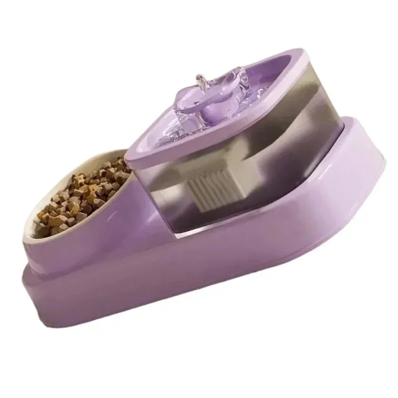 Cat Water Fountain Bowl with Food Dish – 2-in-1 Feeder
