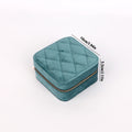 Rhombus Velvet Jewelry Box with Mirror Women Travel Portable Earrings Ring Necklace Storage Display Jewelry Organizer Box