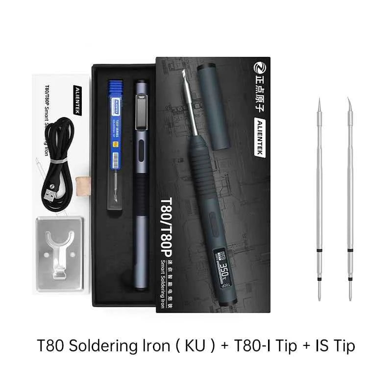 ALIENTEK T80 T80P Soldering iron DC 20V 80-450℃ Adjustable Temperature Precision Repair Station PD 100W Portable Heat Tool