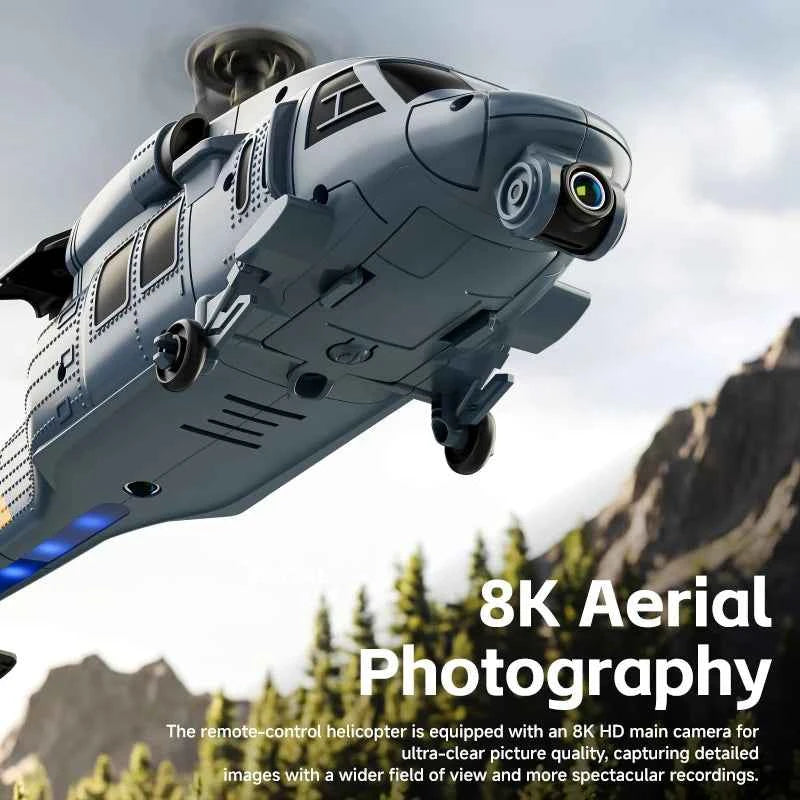 8K HD Camera RC Helicopter With LCD Screen Optical Flow Positioning One Key Takeoff WIFI FPV RC Airplane Single-Rotor Flybarless