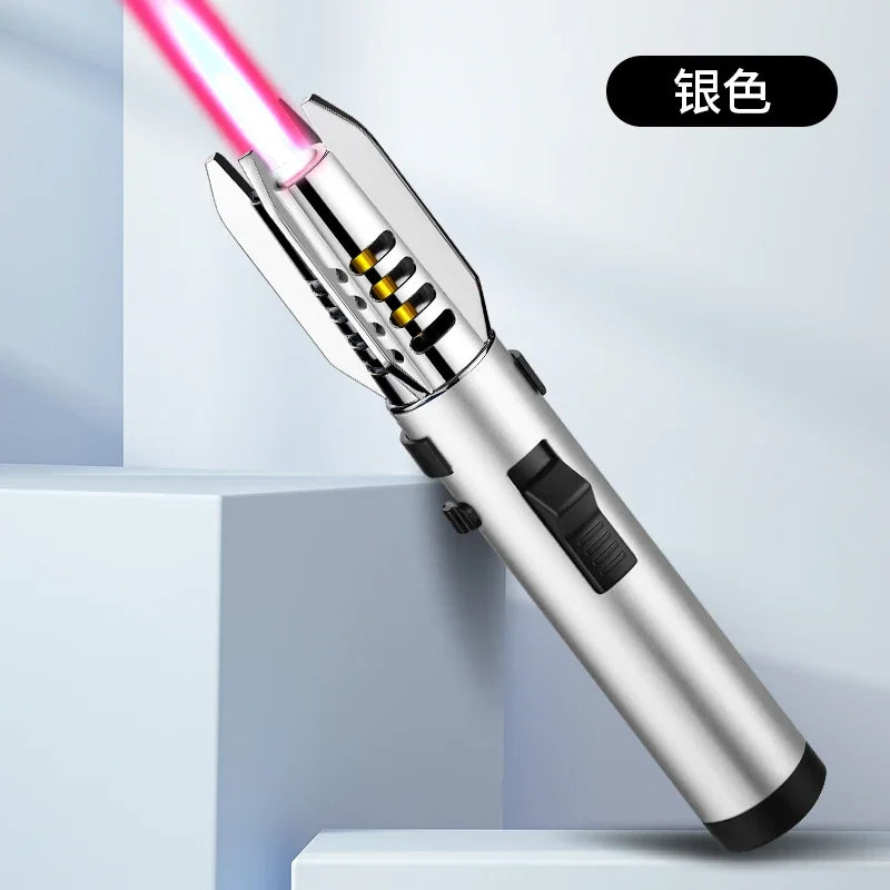 1800°High Temperature Spray Gun Butane Gas Lighter Metal Outdoor Windproof Blue Powerful Flame Torch Jet Lighter Welding Tool