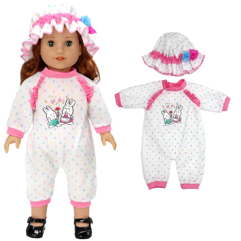 18 Inch Baby Doll Winter Clothes Set Crochet Sweater Scarf Hat Gloves New Year Apparel for 43 Cm Girl Dolls