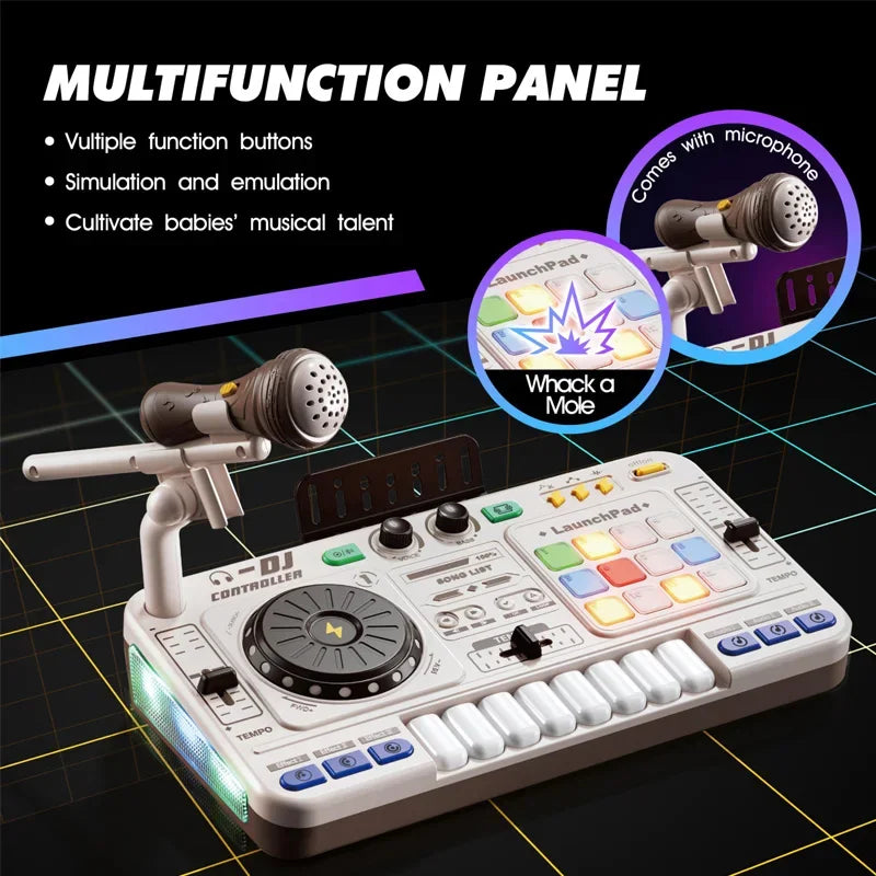 Kids Simulation DJ Mixer Controller Toys Multifunctional Music Effects Electronic Piano Keyboard Learning Birthday Gift Boy Girl