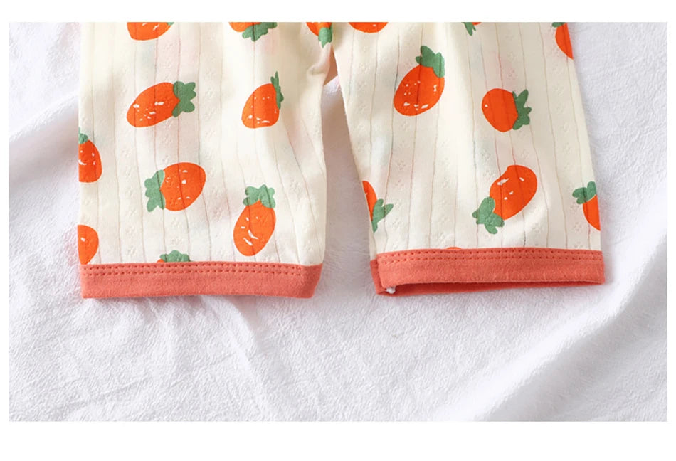 Summer Kids Cotton Pajama Sets Long Sleeve Pants Suitable Baby Gentle Nighttime Comfortable Sleepwear in Air Conditioned Rooms