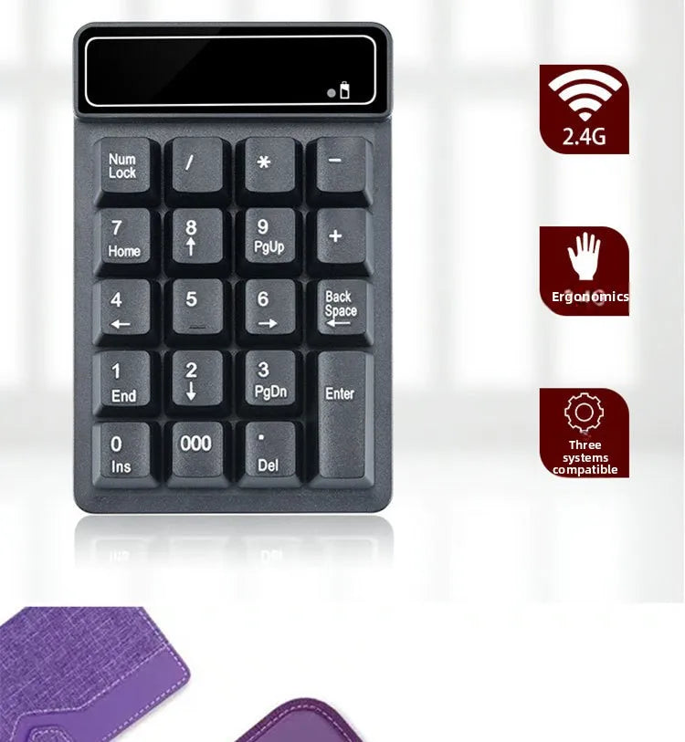 2.4GHz Wireless Wired Keyboard Bluetooth Mini USB Numeric Keypad 19 Keys Number Pad Numpad Receiver for Accounting Laptop PC
