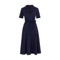 Fashion Women Shirt Dress Elegant High Waisted V Neck Short Sleeve Bow Belt Office Ladies Dresses 2025 Summer Solid Dress