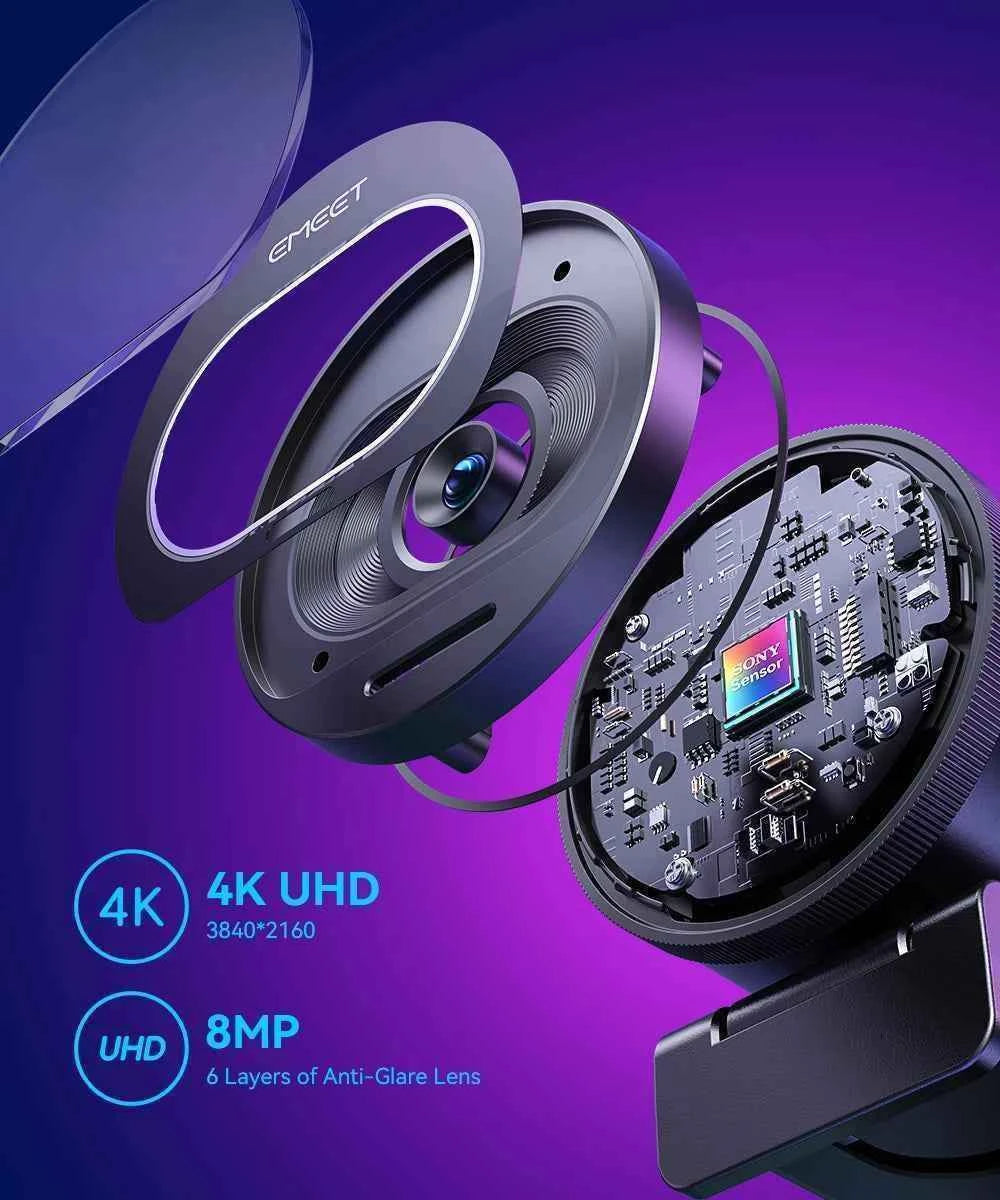 Webcam 4K Streaming Web Camera 1080P 60FPS USB Camera EMEET S600 Autofocus Living Stream Camera With Mics for Tiktok/YouTube