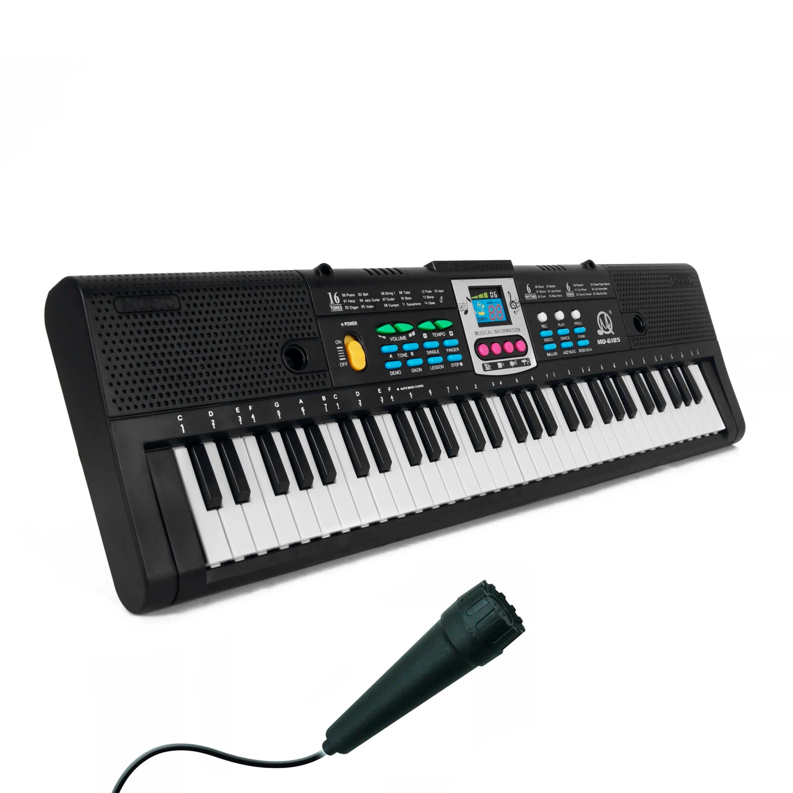 61 Keys Digital Music Electronic Keyboard Kids Electric Piano for Piano Student with Microphone Function Musical Instrument