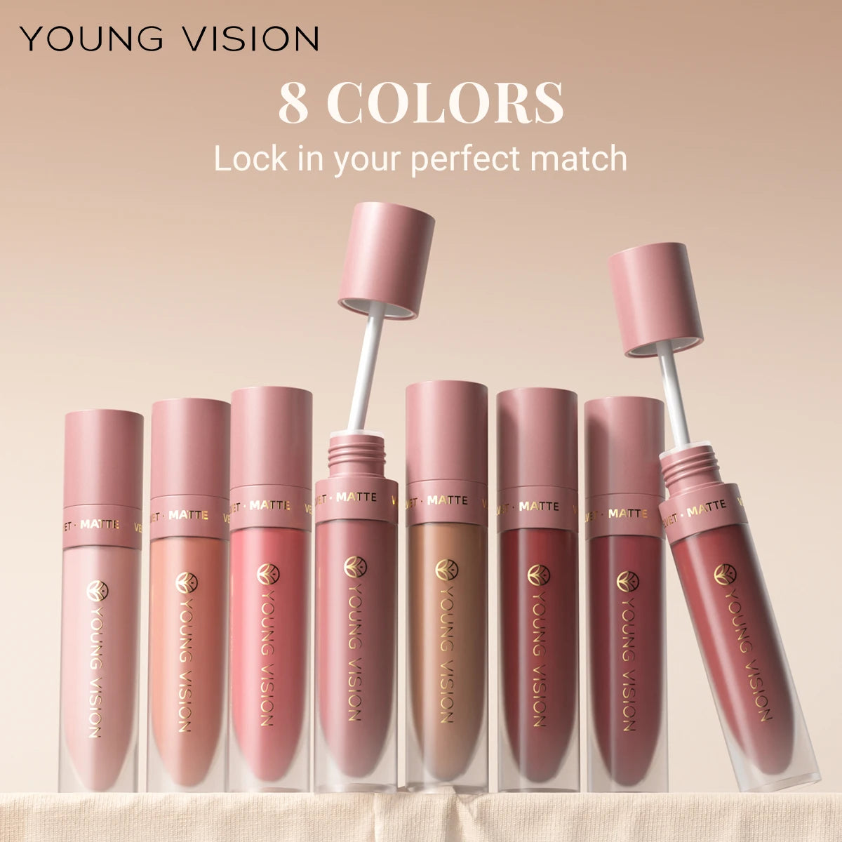 DUNUF  8-color matte velvet smooth easy-to-apply square tube lip gloss waterproof three-dimensional plumping lipstick