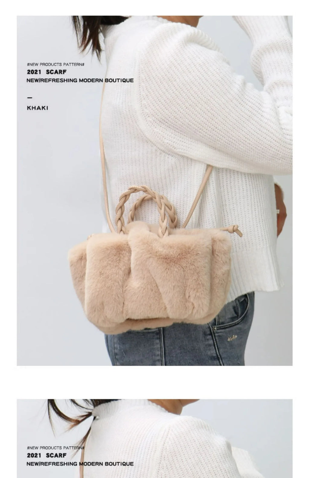 Autumn and winter versatile simple solid color portable hair bag women's autumn and winter new pleated cloud bag high-end plush