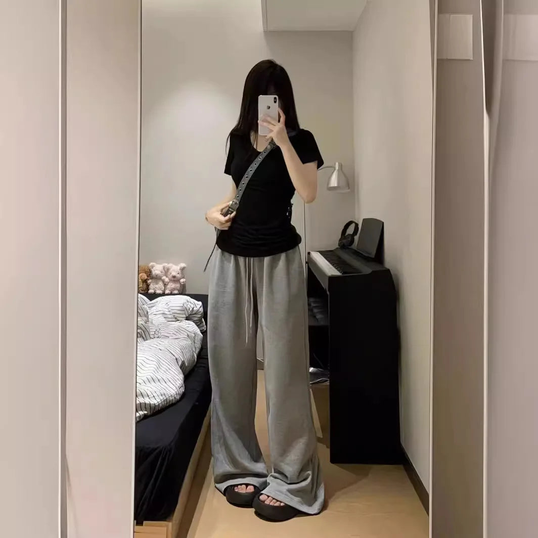 Cotton Neckline Short-sleeved Shirt for Women in Summer Basic Style Versatile Slim Fit and Sexy Top Trendy