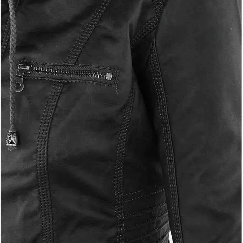 Gothic Faux Leather Jacket Women Coat 2025 Hoodies Winter Autumn Motorcycle Jacket Black Outerwear Leather PU Basic Jacket Coat