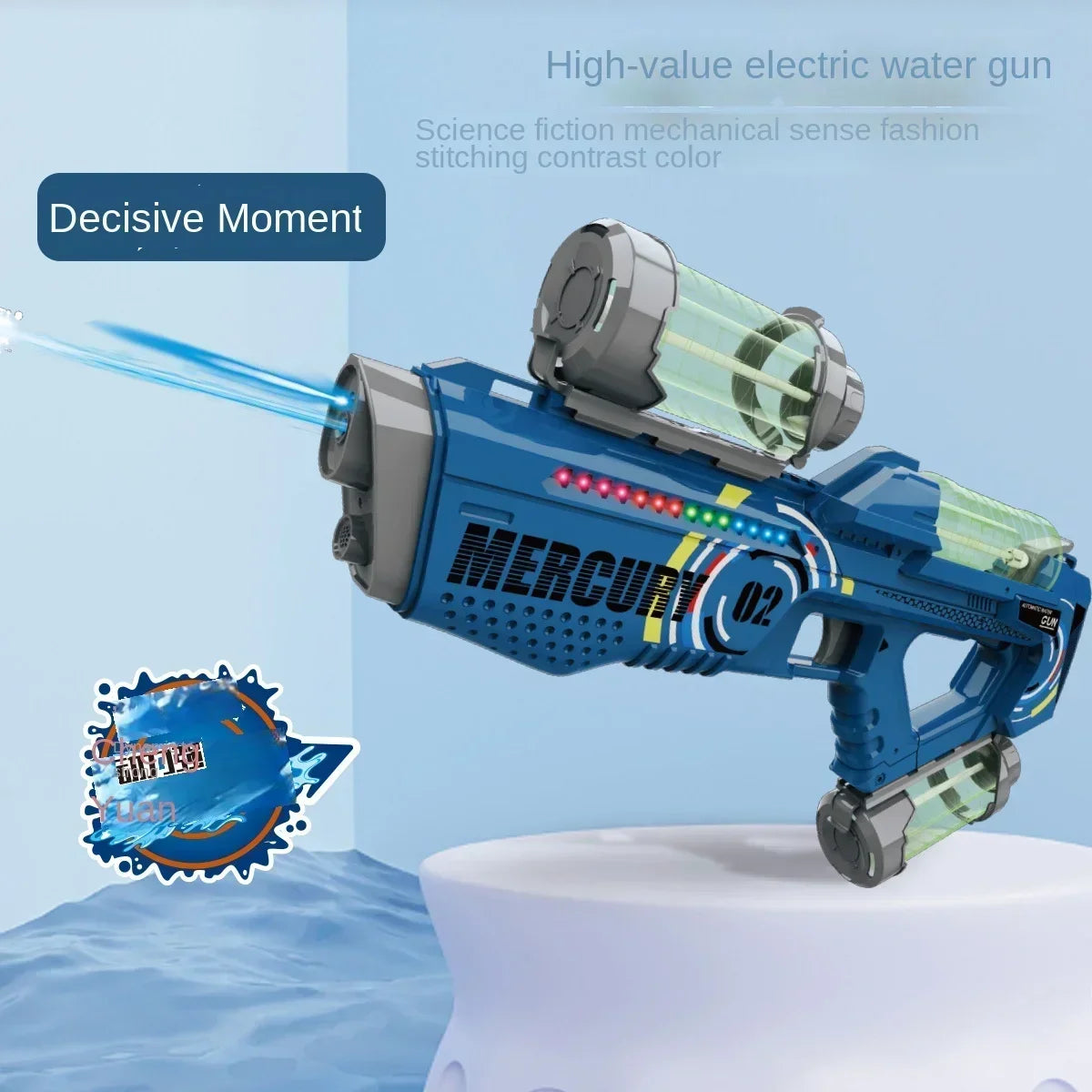 Fully Automatic Water Gun Continuous Water High Capacity Lighting and Sound Effects Outdoor Water Playing Toy for Kid Mercury M2