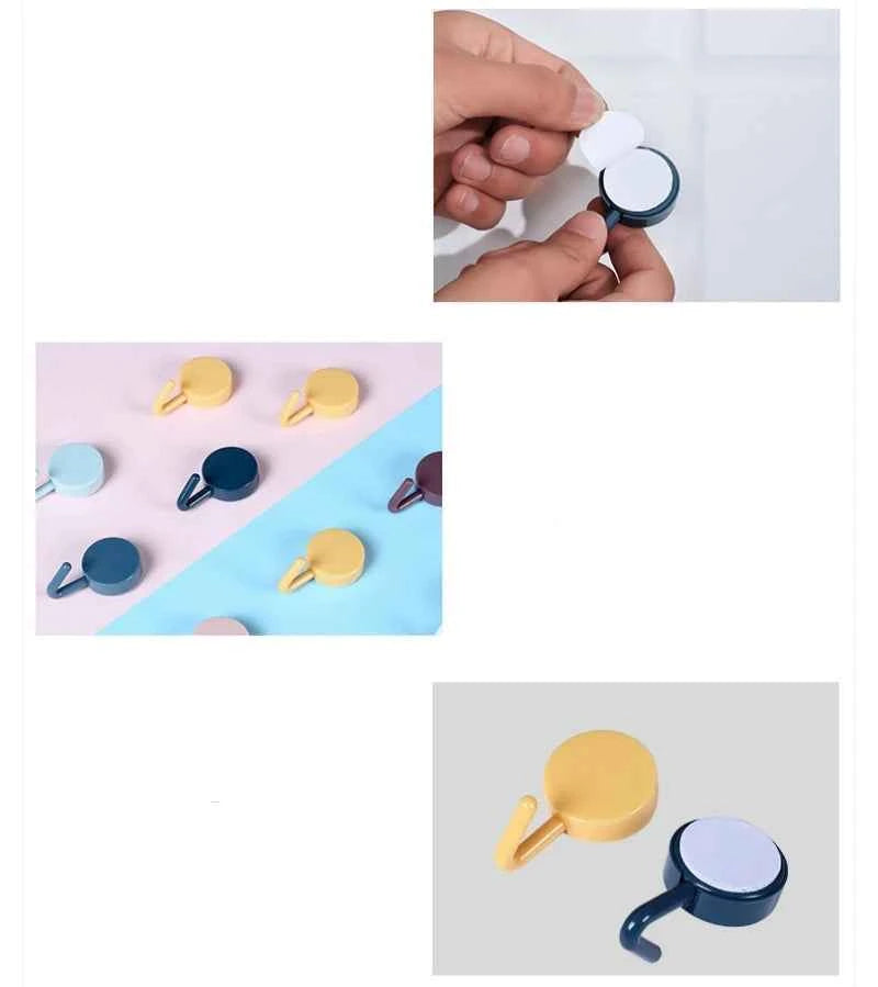 Self Adhesive Wall Hook Strong Without Drilling Coat Bag Bathroom Door Kitchen Towel Hanger Hooks Home Storage Accessories