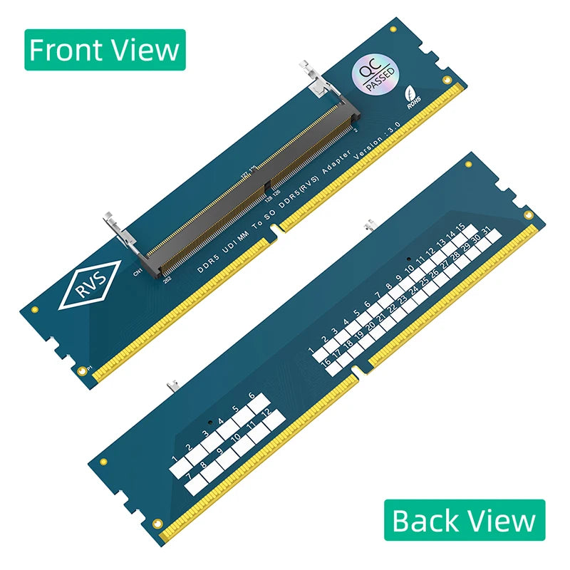 Memory Tester Converter SO DDR5 to DDR5 U-DIMM Laptop DDR5 Memory SO-DIMM to PC Desktop DIMM Riser Card Expansion Adapter for PC