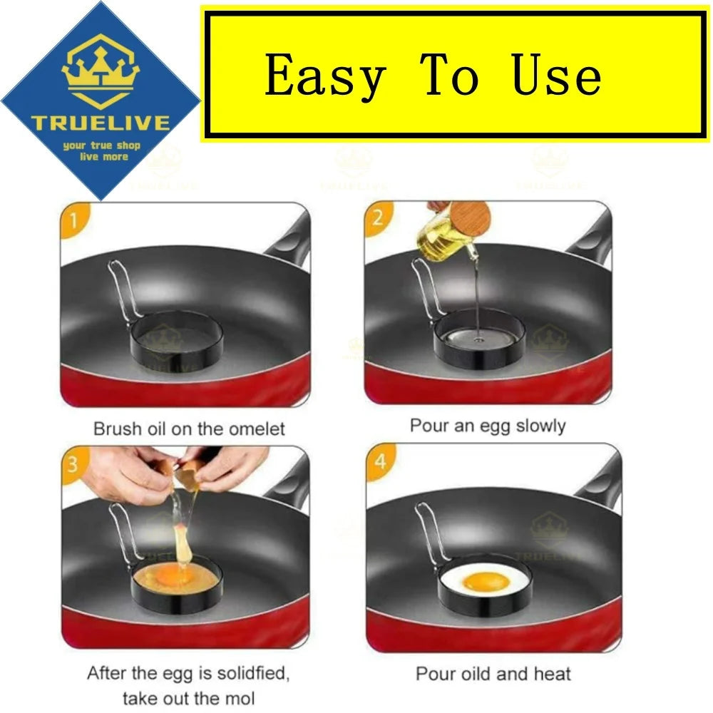 5/3/1PCS Stainless Steel Egg Cooking Rings Thickened Pancake Mold For Frying Eggs Non-Stick Frying Egg Maker Molds Kitchen Tools