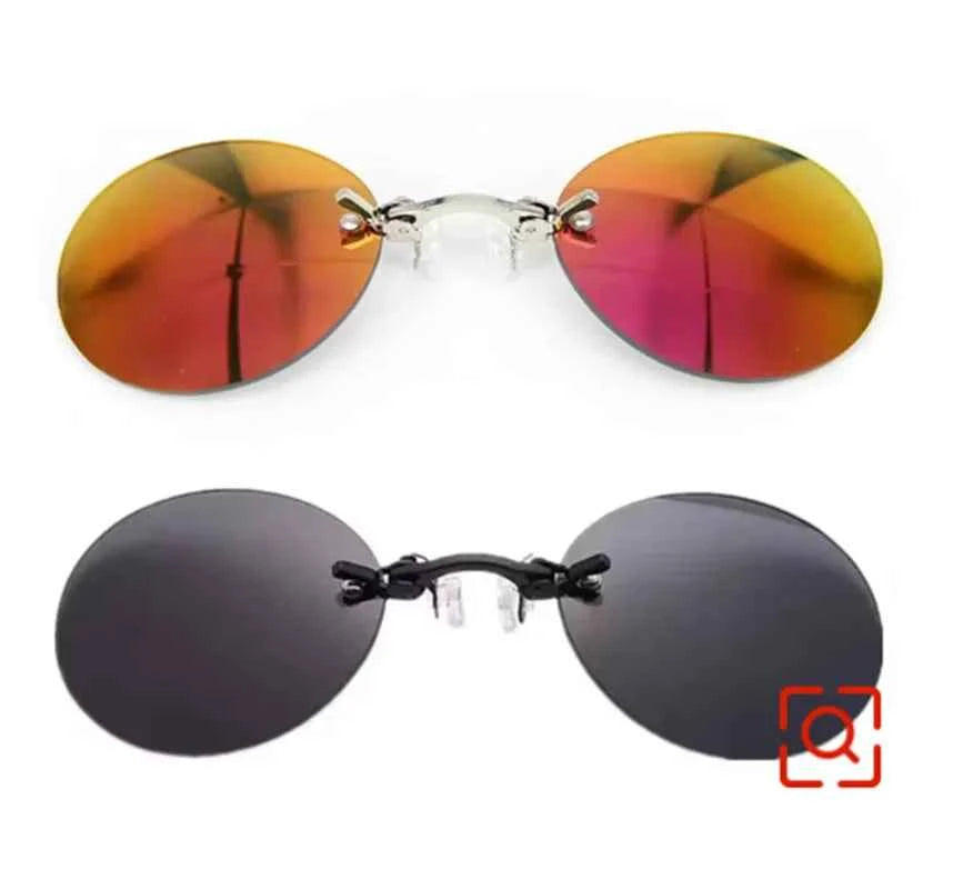 Sunglasses Mini Frameless Vintage Men Eyeglasses1/2pcs Clip On Nose Glasses Round Rimless Frameless Vintage Men Eyeglasses