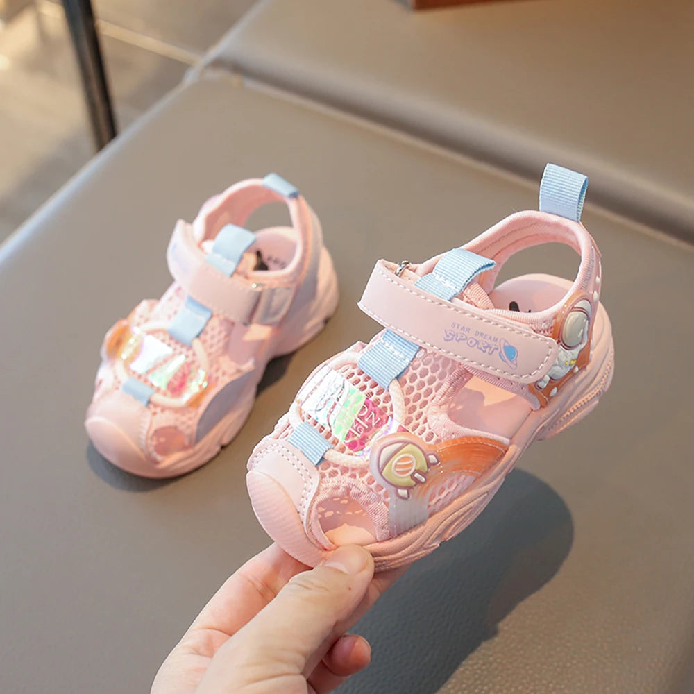 Korean Style Summer Sandals For Girls 2025 Trend Fashion Children's Sport Sandals Hollow Out Breathable Kid's Sandals