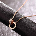 L91 new stainless steel rose gold square diamond Roman numeral double-buckle short necklace