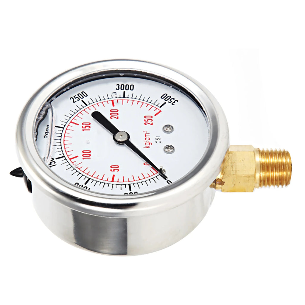 Fuel Pressure Gauge Fuel Pressure Liquid Filled Gauge Stainless Steel Hydraulic Liquid Filled Fuel Pressure Gauge 0-3500 PSI