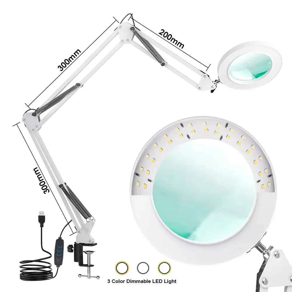 72LED 8X/10X NEW Illuminated Magnifier USB 3 Colors LED Magnifying Glass for Soldering Iron Repair/Table Lamp/Skincare Beauty