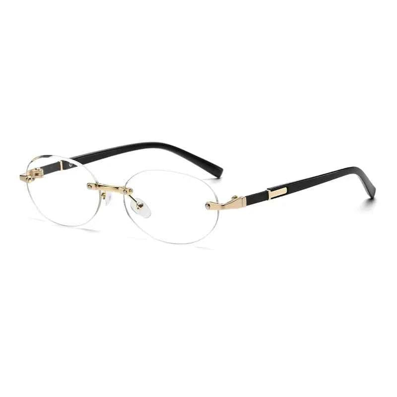 Popular Women Men Shades Oval Sun Glasses for Female Male Summer Traveling UV400 Rimless Sunglasses Round Fashion Gafas De Sol