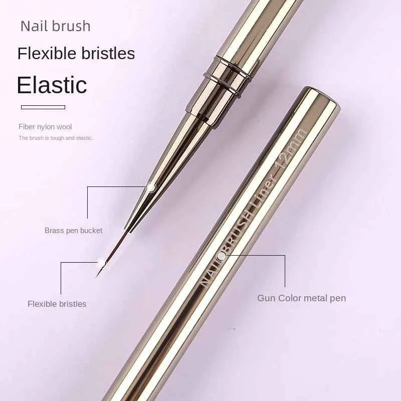 5PCS/set 6/9/12/15/18mm Nail Liner Brush Set Drawing Lines Stripe Painting Flower Pen Nail Art Manicure Metal Handle Brush Set